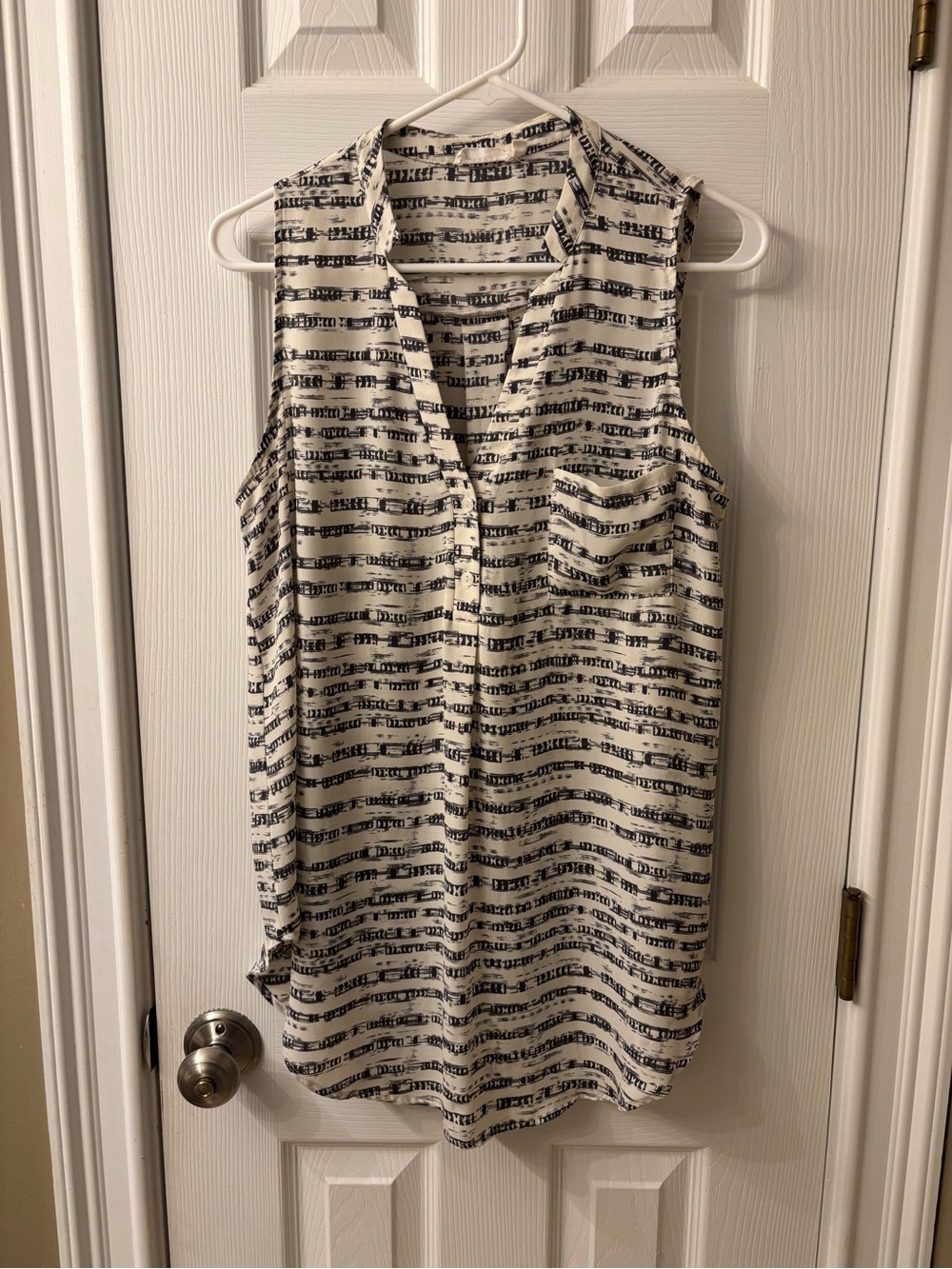 Lush Cream and Black Striped Sleeveless Blouse